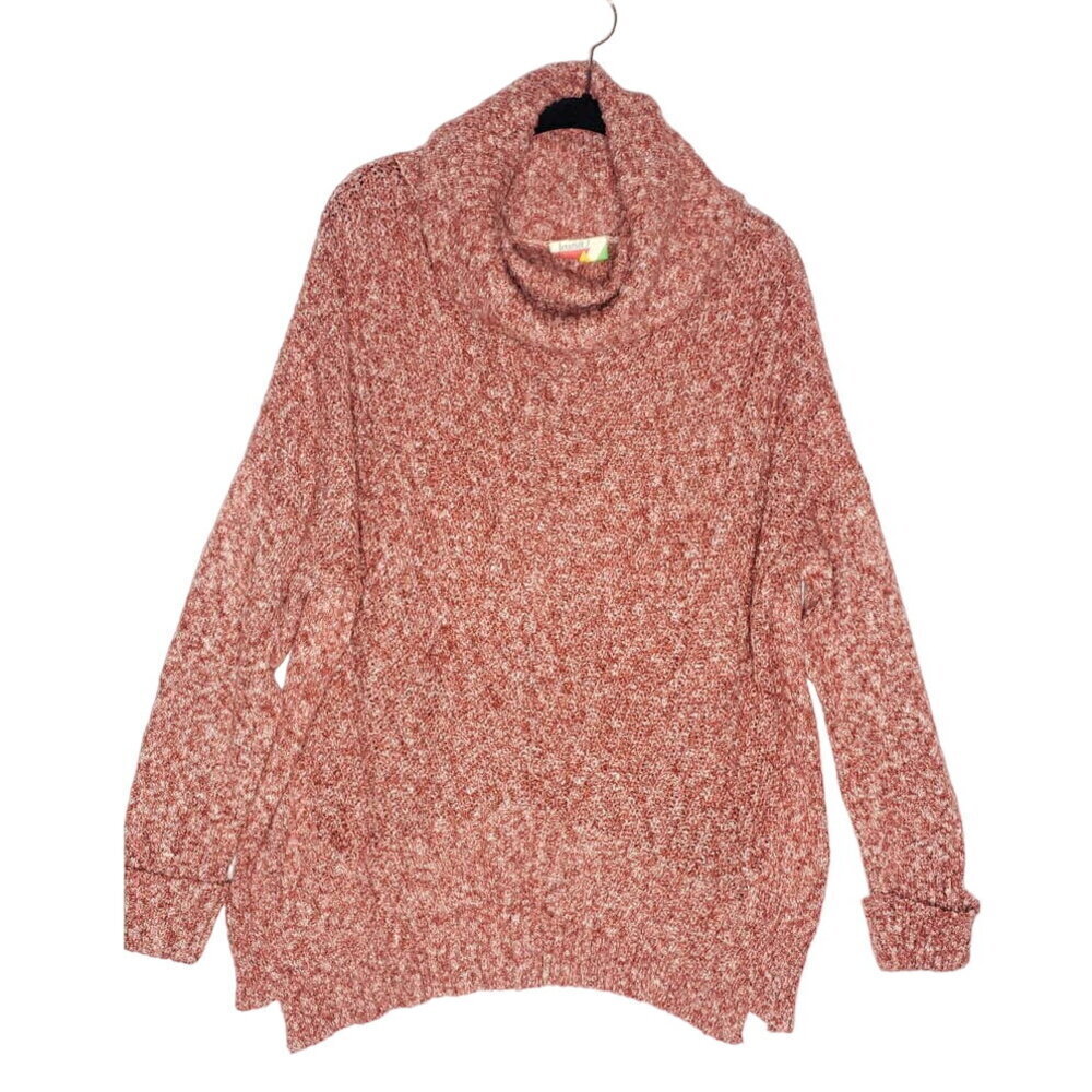Fervour ModCloth Pink Cowl Turtleneck Sweater Tunic Knit Large Oversized Slouchy